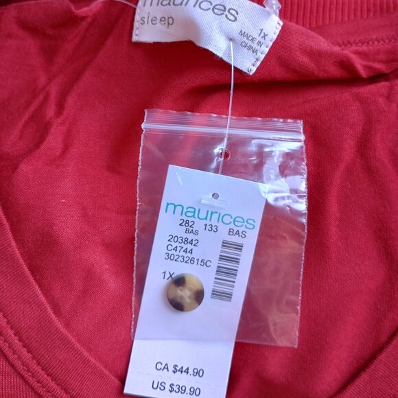 NWT Maurices Pajama Set Womens 1X Red Top Christmas Reindeer PJ Pants - Picture 2 of 6